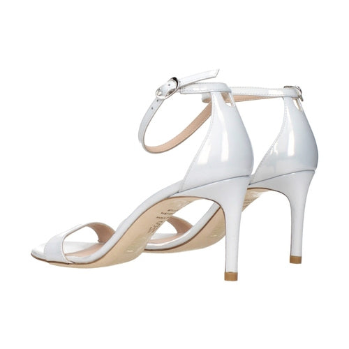 Stuart Weitzman White Leather Stiletto Heel Sandals