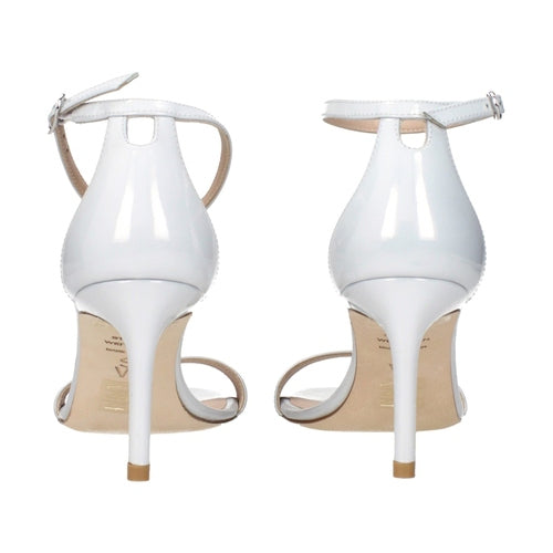 Stuart Weitzman White Leather Stiletto Heel Sandals