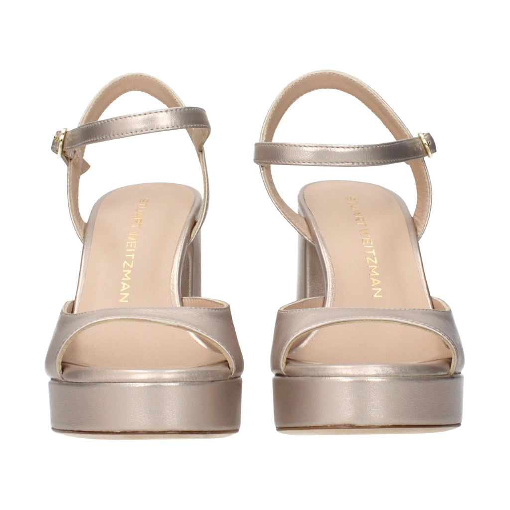 Stuart Weitzman Beige Leather Platform Sandals
