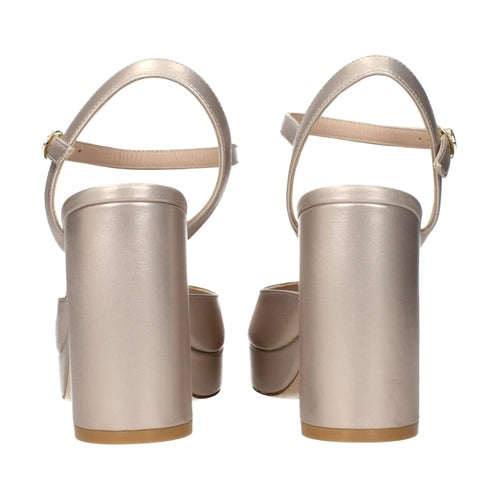 Stuart Weitzman Beige Leather Platform Sandals