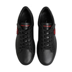 Dolce & Gabbana Black Leather Crystal Heart Low Top Sneakers  Shoes