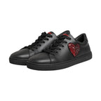 Dolce & Gabbana Black Leather Crystal Heart Low Top Sneakers  Shoes