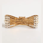 Dolce & Gabbana Gold Brass Glas Crystal Faux Pearl Embellished Brooch