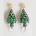 Gold Brass Multicolour Christmas Tree Earrings