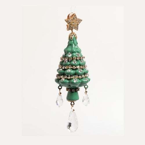Dolce & Gabbana Gold Brass Multicolour Christmas Tree Earrings