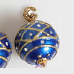 Dolce & Gabbana Gold Brass Blue Christmas Ball Crystal Drop Clip On Earrings