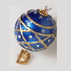 Dolce & Gabbana Gold Brass Blue Christmas Ball Crystal Drop Clip On Earrings