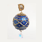 Dolce & Gabbana Gold Brass Blue Christmas Ball Crystal Drop Clip On Earrings