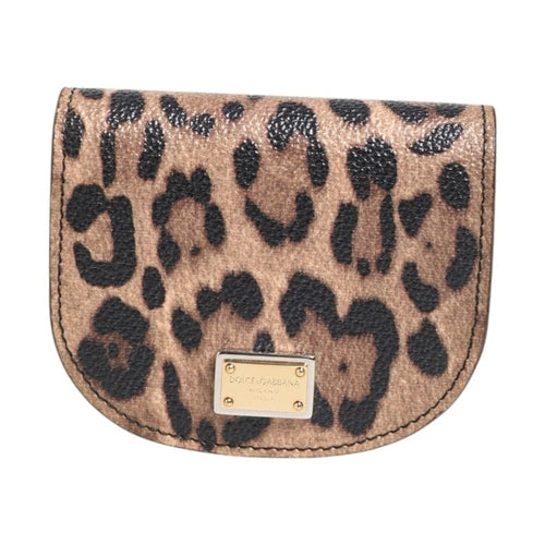 Dolce & Gabbana Brown Leopard Print Calf Leather Small Coin Purse Wallet