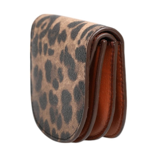 Dolce & Gabbana Brown Leopard Print Calf Leather Small Coin Purse Wallet