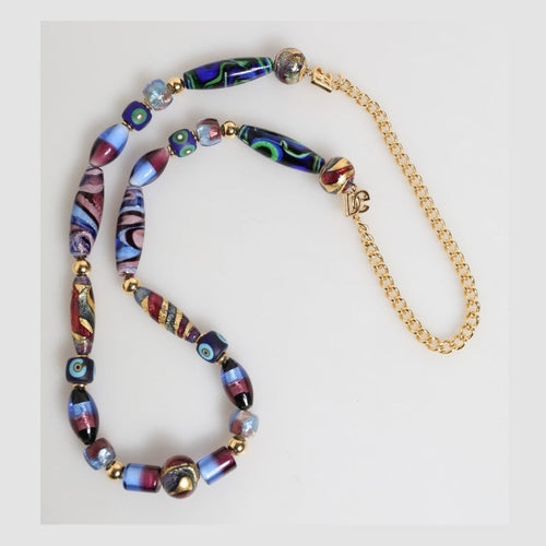 Dolce & Gabbana Multicolor Murano Glass Beads Gold Brass Chain Jewelry Necklace