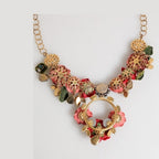 Dolce & Gabbana Red Rose Floral Crystal Embellished Statement Jewelry Necklace