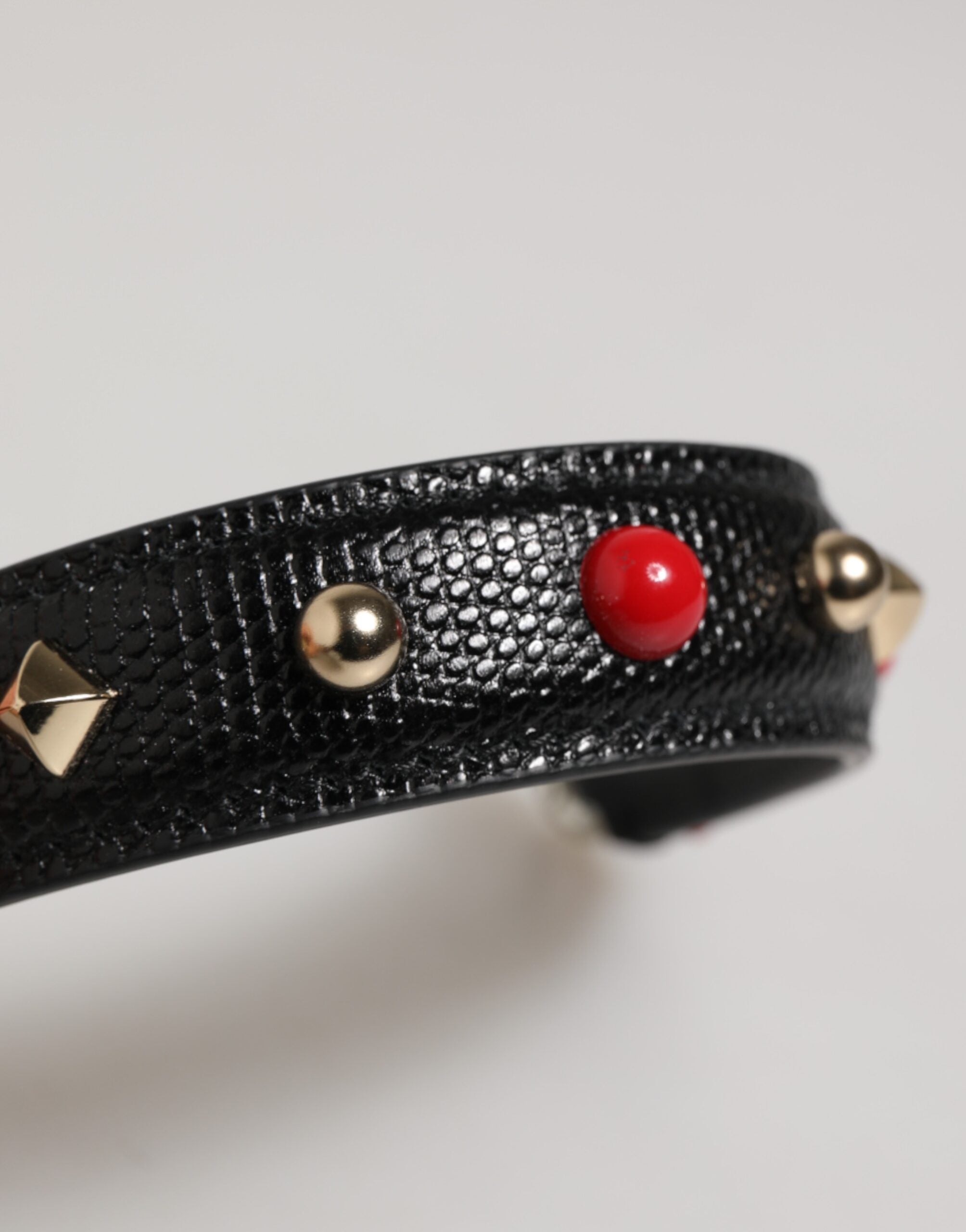 Dolce & Gabbana Black Embellished Leather Bag Handle Women Shoulder Strap