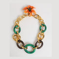 Dolce & Gabbana Multicolor Gold Brass Tiger Lily Floral Chai Necklace