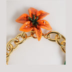 Dolce & Gabbana Multicolor Gold Brass Tiger Lily Floral Chai Necklace