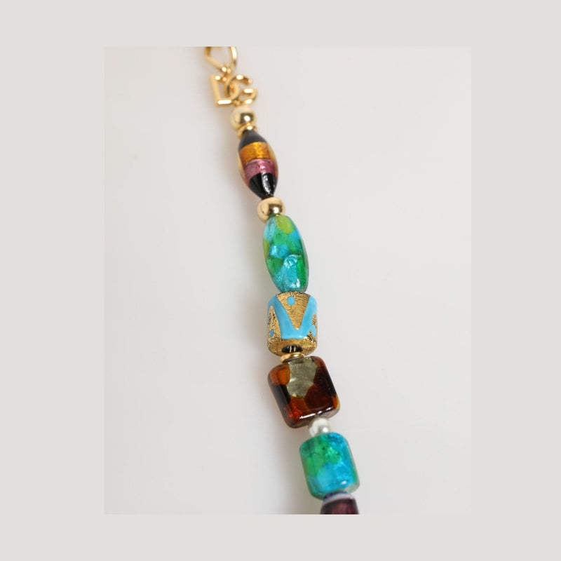Dolce & Gabbana Multicolor Murano Glass Beads Gold Chain Jewelry Necklace