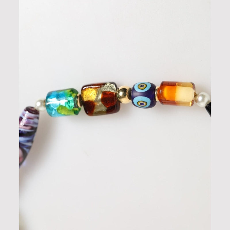 Dolce & Gabbana Multicolor Murano Glass Beads Gold Chain Jewelry Necklace
