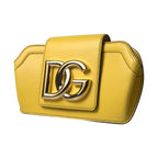Dolce & Gabbana Yellow Smooth Leather DG Logo Clutch Crossbody Case Bag