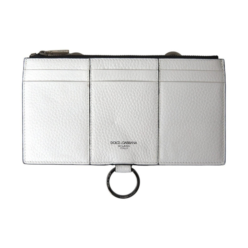 Dolce & Gabbana White Calfskin Leather Large Crossbody Card Holder Wallet