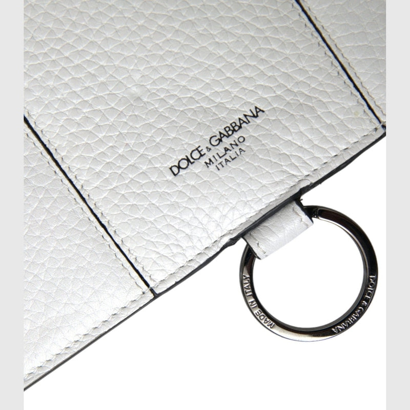 Dolce & Gabbana White Calfskin Leather Large Crossbody Card Holder Wallet
