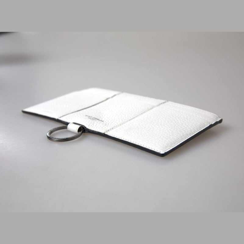 Dolce & Gabbana White Calfskin Leather Large Crossbody Card Holder Wallet