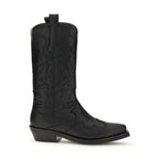 Ganni Black Recycled Leather Lace-Up Boots