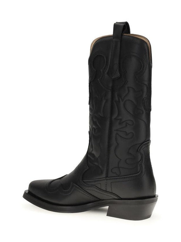 Ganni Black Recycled Leather Boots