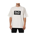 Dolce & Gabbana White Logo Print Cotton Crew Neck Men T-shirt