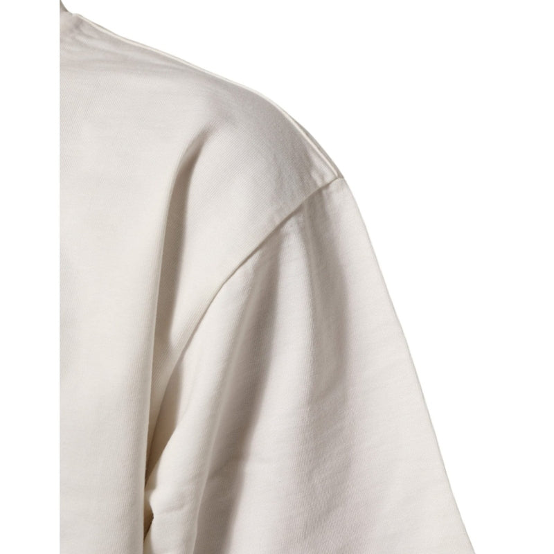 Dolce & Gabbana White Logo Print Cotton Crew Neck Men T-shirt