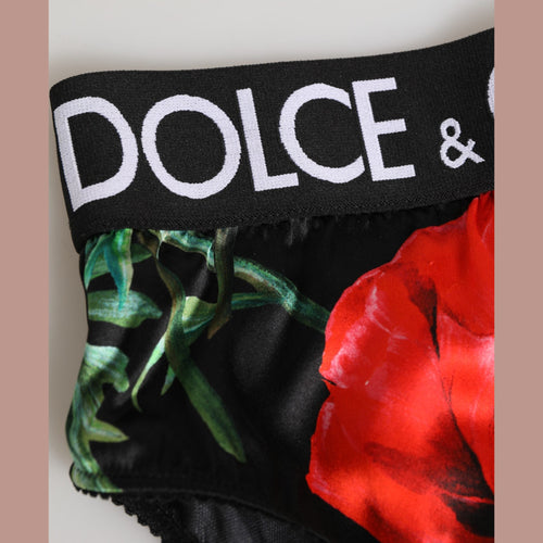 Black Floral Silk High Waist Panty Underwear