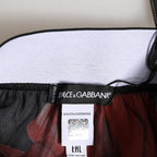 Dolce & Gabbana Black Floral Silk High Waist Panty Underwear