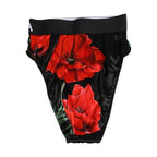 Dolce & Gabbana Black Floral Silk High Waist Panty Underwear