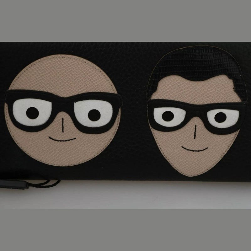 Dolce & Gabbana Black Leather #DGFAMILY Zipper Continental Mens Wallet