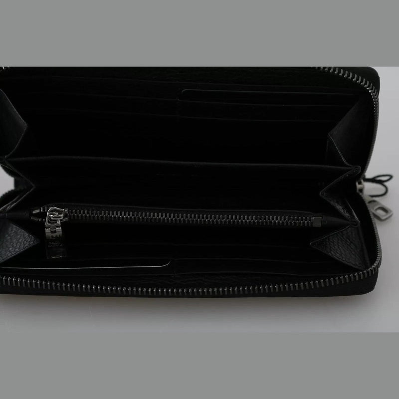 Dolce & Gabbana Black Leather #DGFAMILY Zipper Continental Mens Wallet
