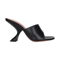 Amina Muaddi Black Leather Stiletto Heel Sandals