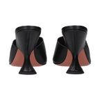 Amina Muaddi Black Leather Stiletto Heel Sandals