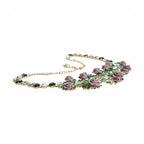 Dolce & Gabbana Gold Brass Link Chain Rose Petal Crystal Necklace