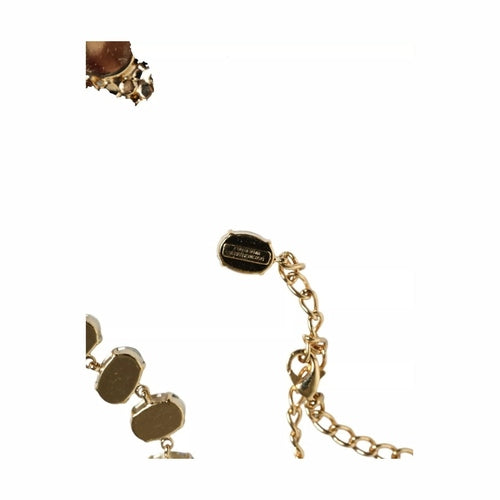 Dolce & Gabbana Gold Brass Link Chain Rose Petal Crystal Necklace