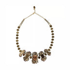 Dolce & Gabbana Gold Brass Link Chain Rose Petal Crystal Necklace