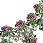 Dolce & Gabbana Gold Brass Link Chain Rose Petal Crystal Necklace