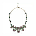 Dolce & Gabbana Gold Brass Link Chain Rose Petal Crystal Necklace