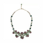 Dolce & Gabbana Gold Brass Link Chain Rose Petal Crystal Necklace