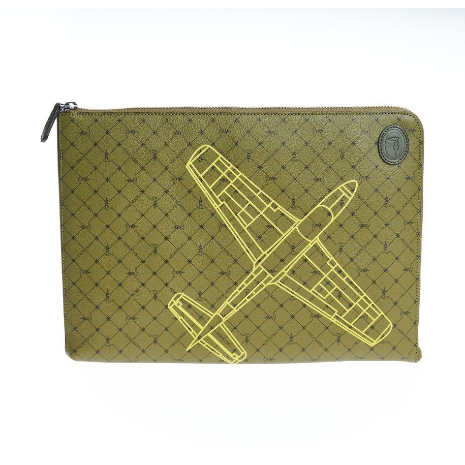 Trussardi Green Leather Men Clutch