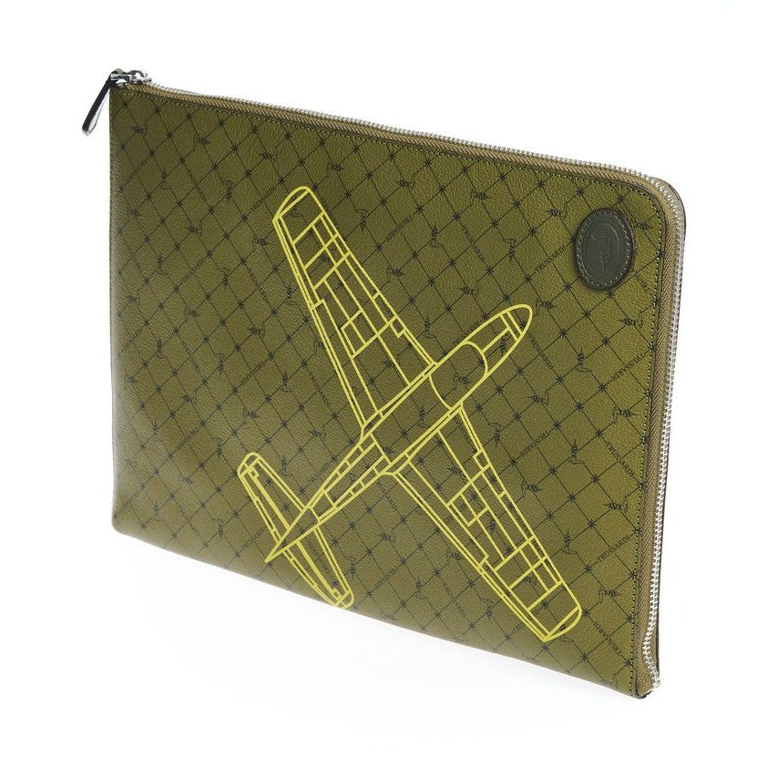 Trussardi Green Leather Men Clutch