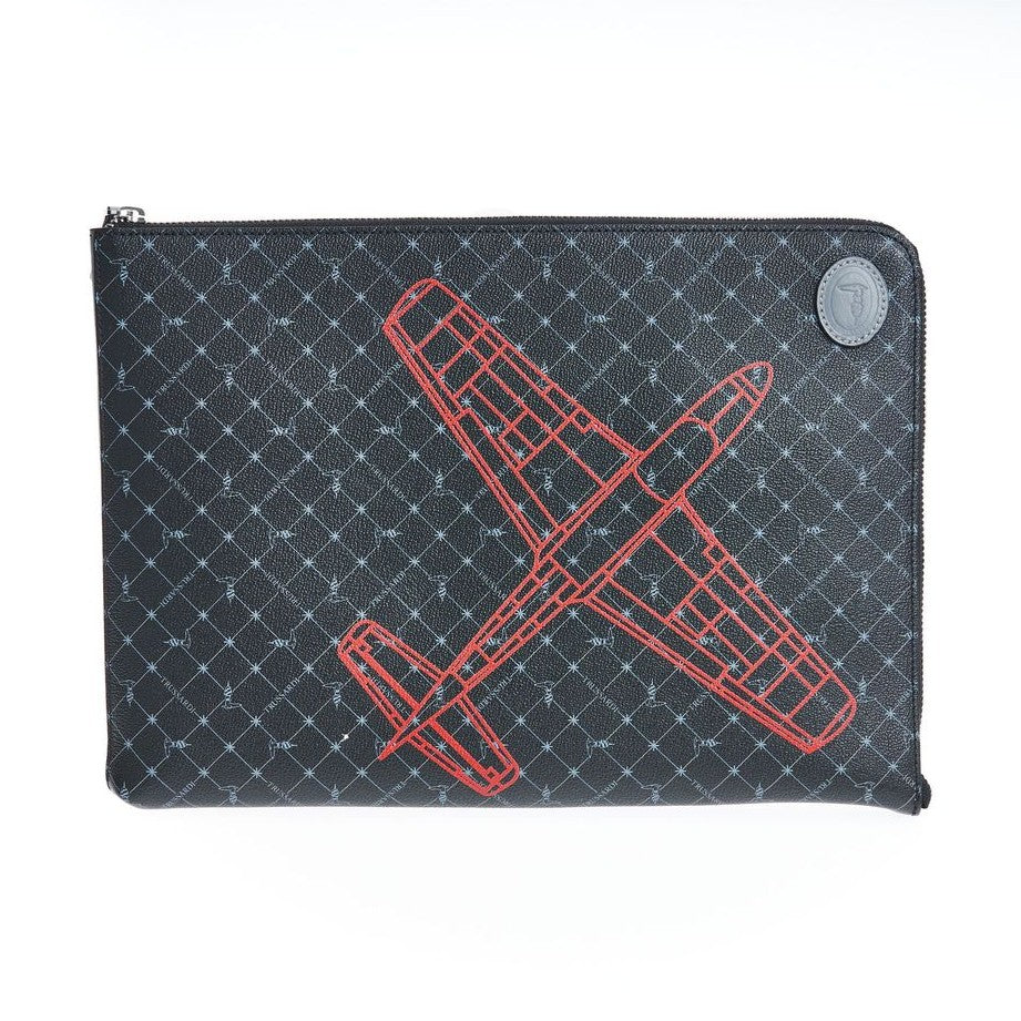 Trussardi Black Leather Men Clutch