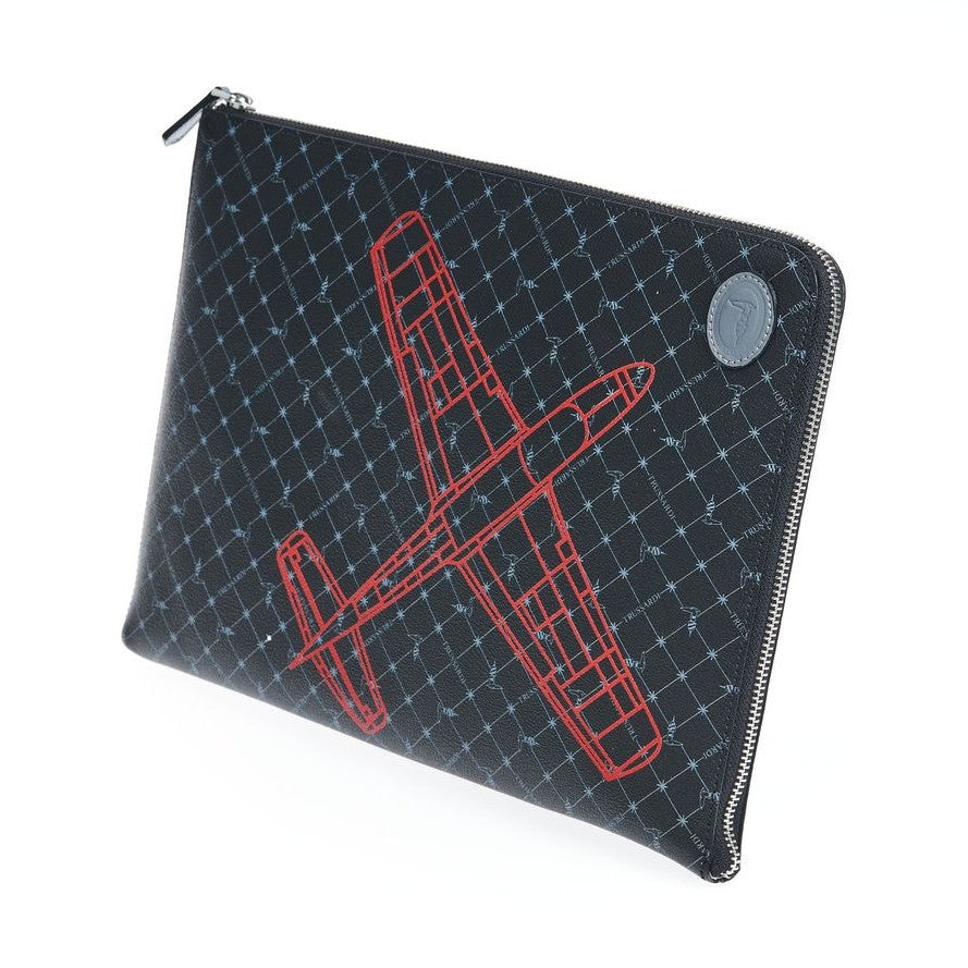 Trussardi Black Leather Men Clutch