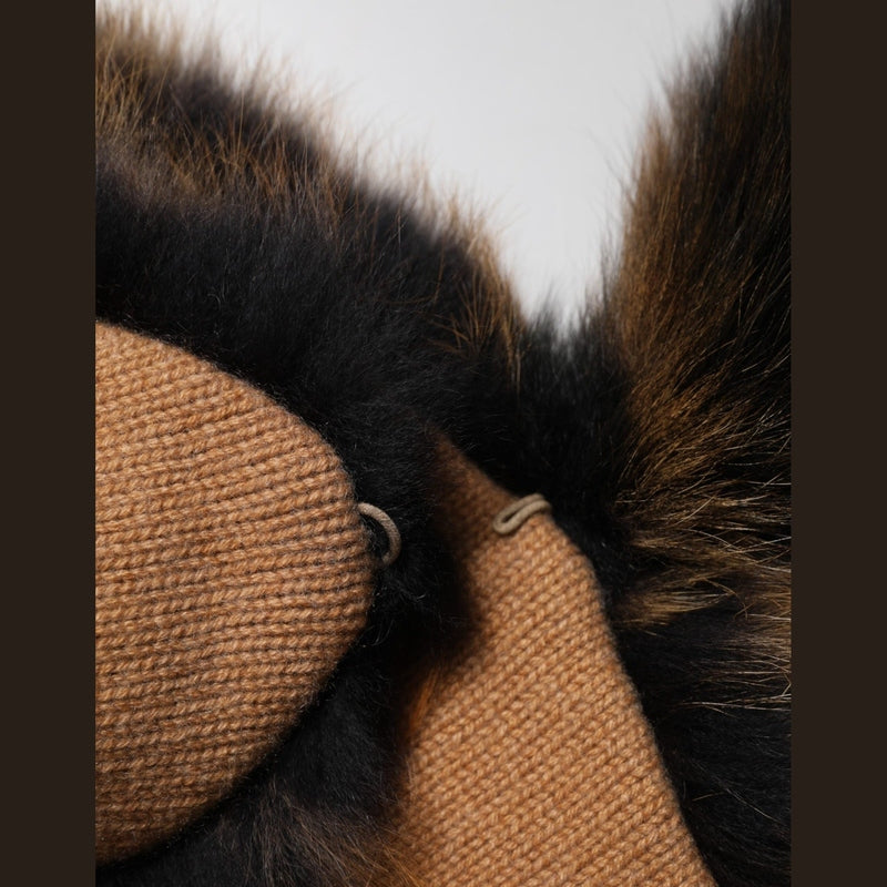 Dolce & Gabbana Brown Red Fox Fur Neck Cashmere Warmer Scarf