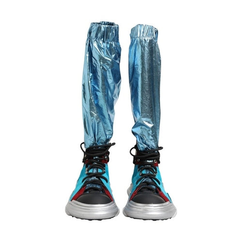 Dolce & Gabbana Blue Lace Up Over The Knee Socks Men Boots Shoes