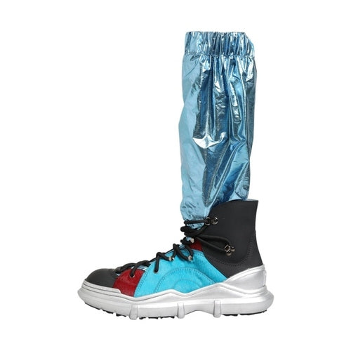 Dolce & Gabbana Blue Lace Up Over The Knee Socks Men Boots Shoes
