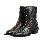 Dolce & Gabbana Black Crystal Embellished Men Short Boots Shoes